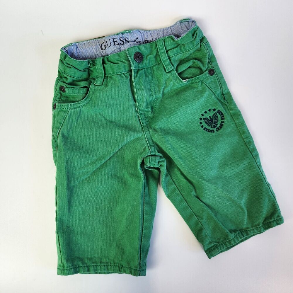 Guess Kids Pants Boys Size‎ 18M Green Denim Jean Preppy Designer Baby Pants Logo
